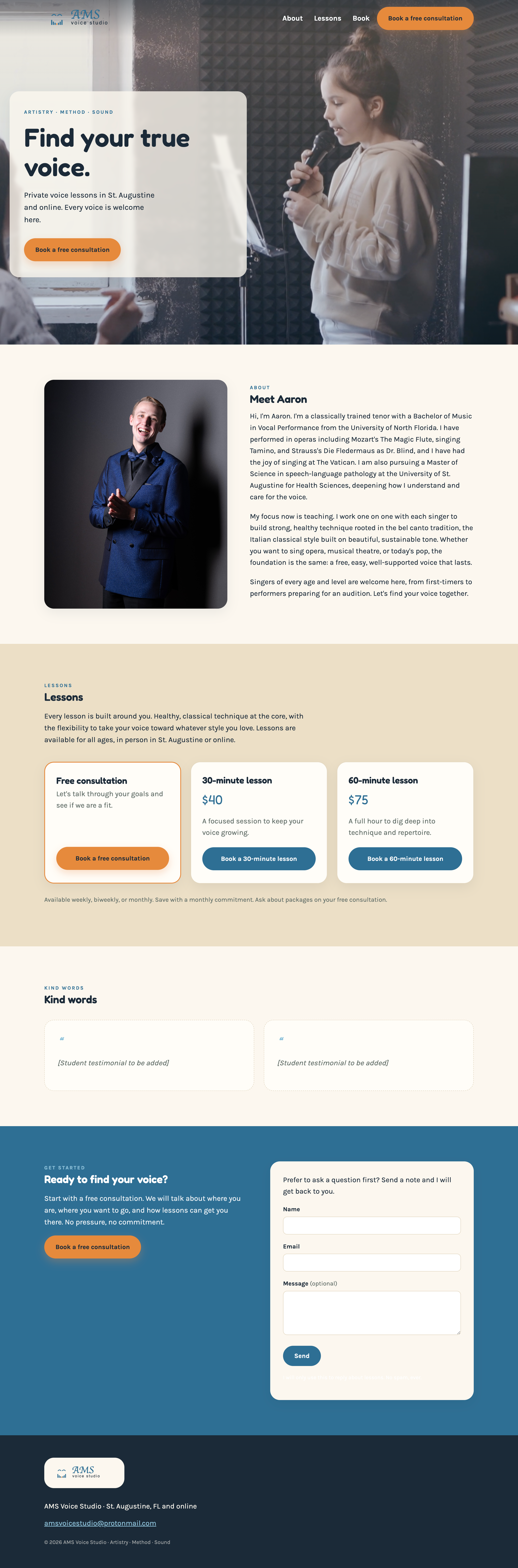 AMS Voice Studio website